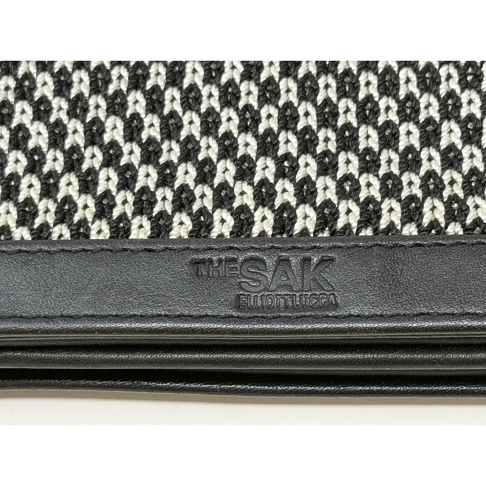 The Sak Elliott Lucca Crochet Front Purse Handbag Black White Small